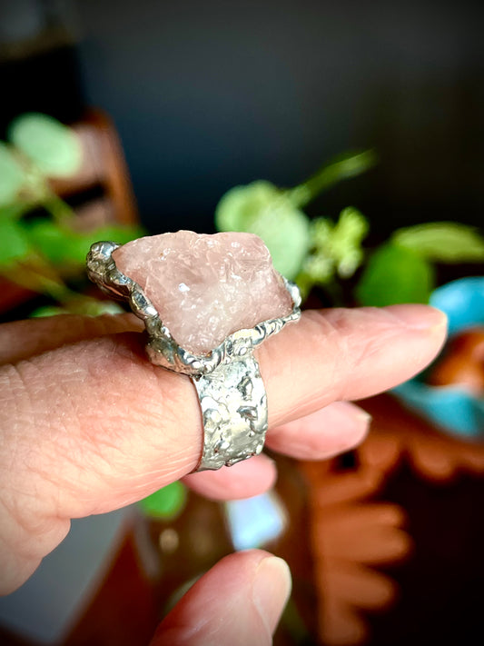 Chunky Rose Quartz Ring